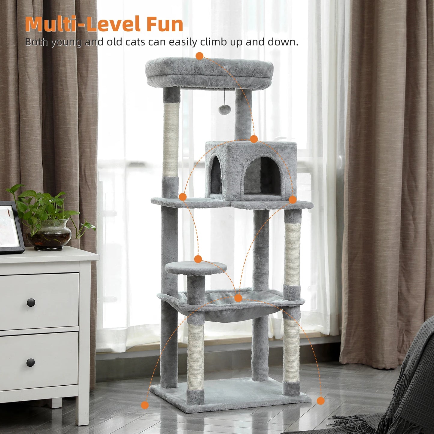 Free Shipping Multi-Level Cat Tree for Cats with Cozy Perches Stable Cat Climbing Frame Cat Scratch Board Toys Cat Furniture