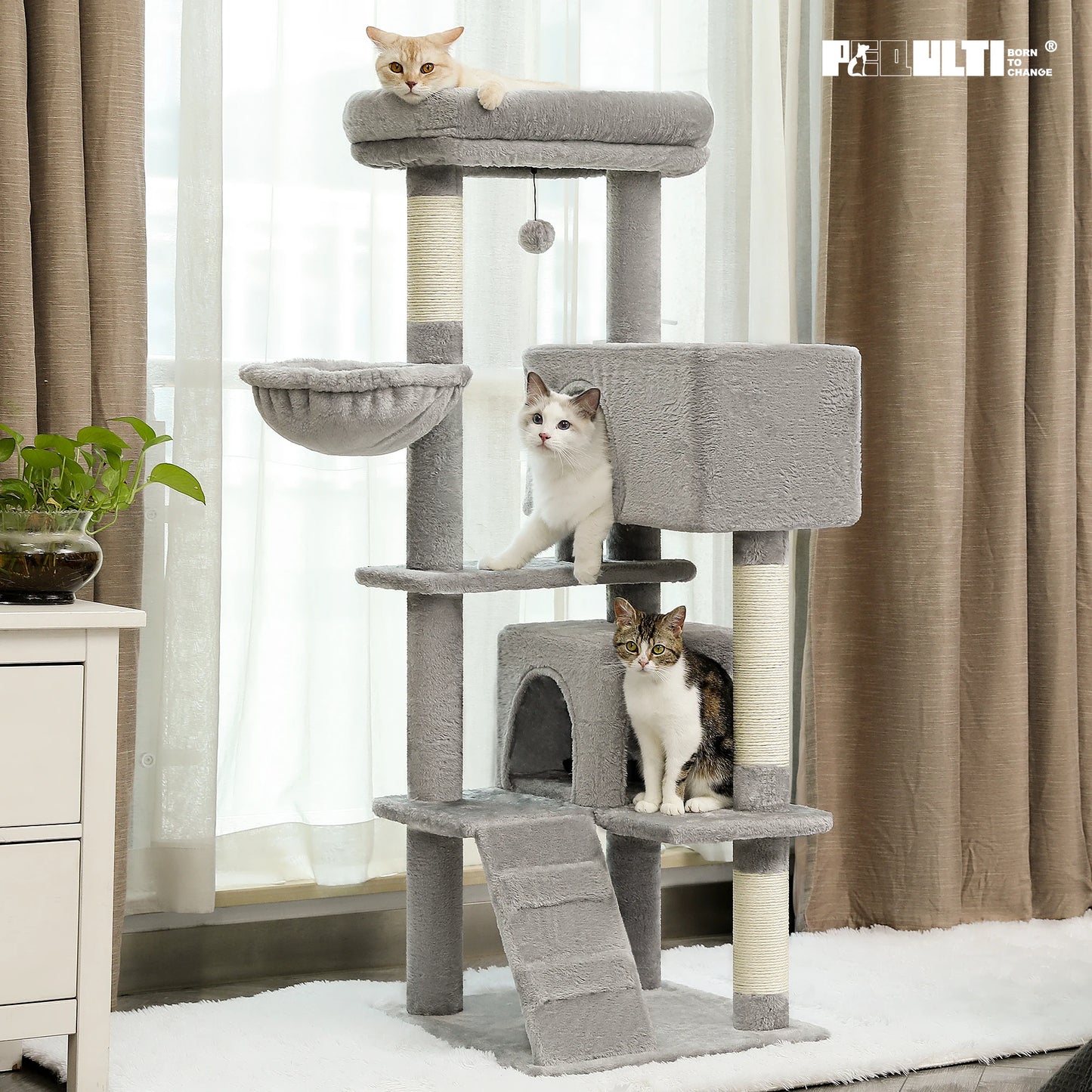 Free Shipping Multi-Level Cat Tree for Cats with Cozy Perches Stable Cat Climbing Frame Cat Scratch Board Toys Cat Furniture
