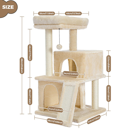 Free Shipping Multi-Level Cat Tree for Cats with Cozy Perches Stable Cat Climbing Frame Cat Scratch Board Toys Cat Furniture