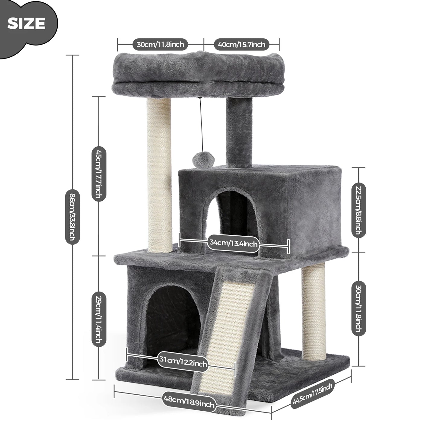 Free Shipping Multi-Level Cat Tree for Cats with Cozy Perches Stable Cat Climbing Frame Cat Scratch Board Toys Cat Furniture