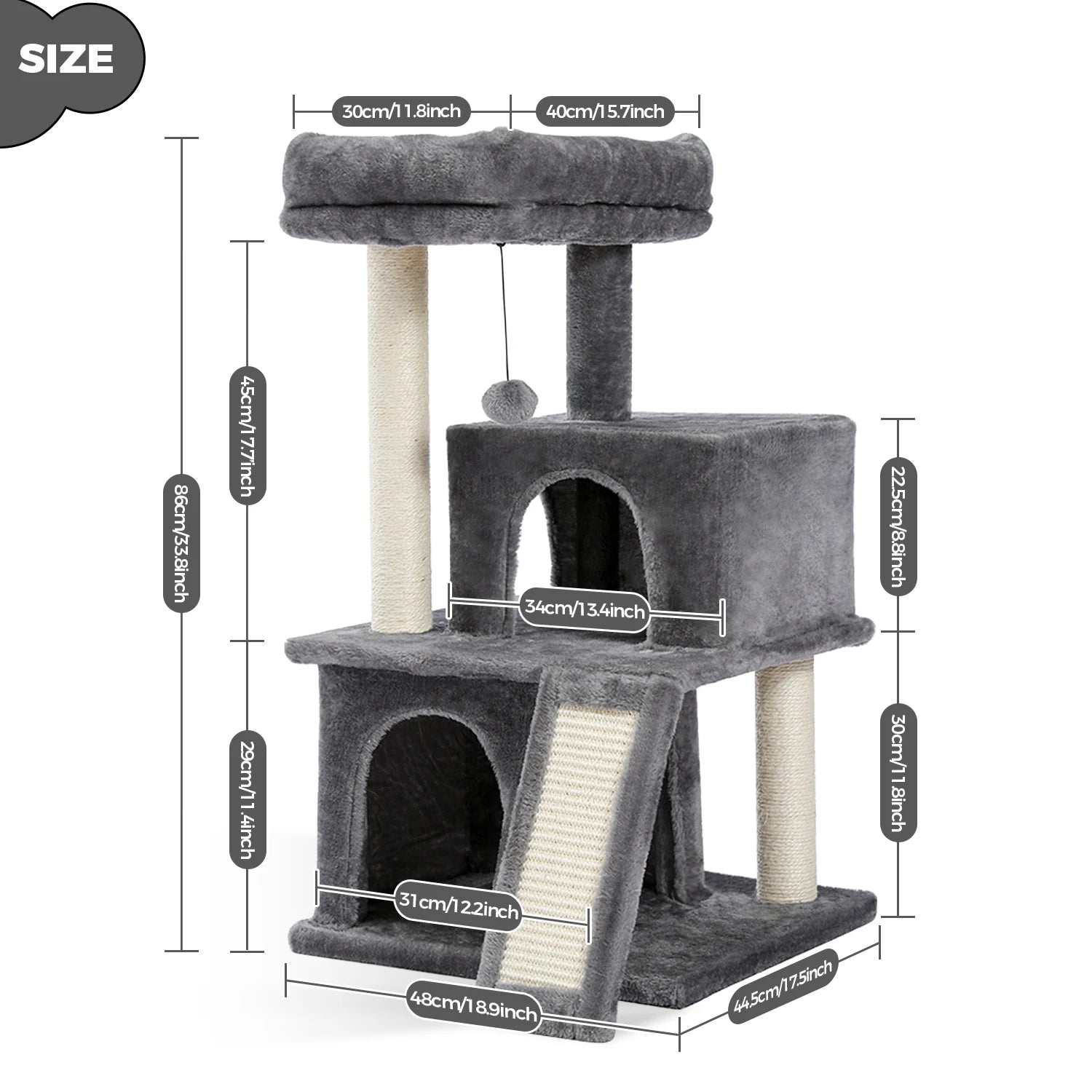 Free Shipping Multi-Level Cat Tree for Cats with Cozy Perches Stable Cat Climbing Frame Cat Scratch Board Toys Cat Furniture